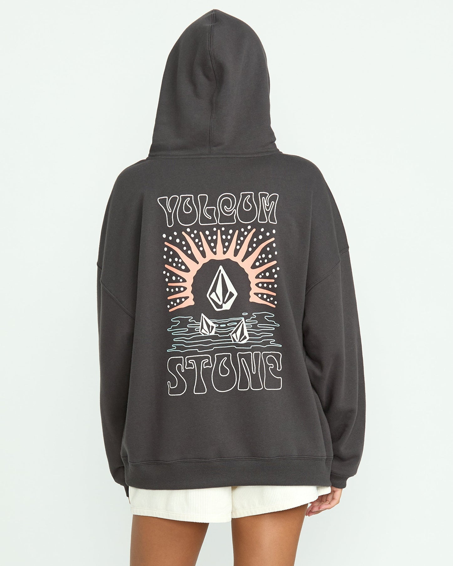 Women's Stone Art Up Hoodie-Vintage Black-Volcom