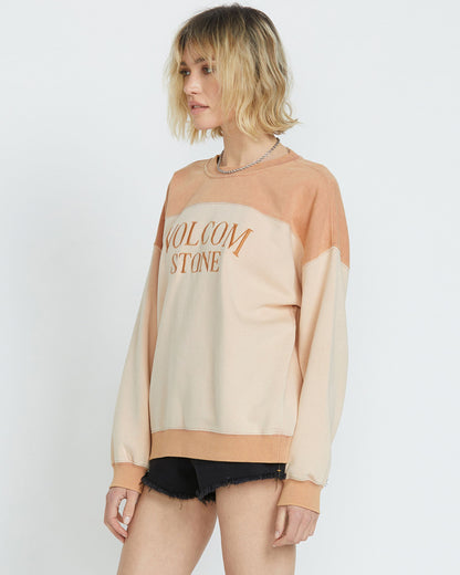 Women's Stone Blocked Crew-Champagne Gold-Volcom