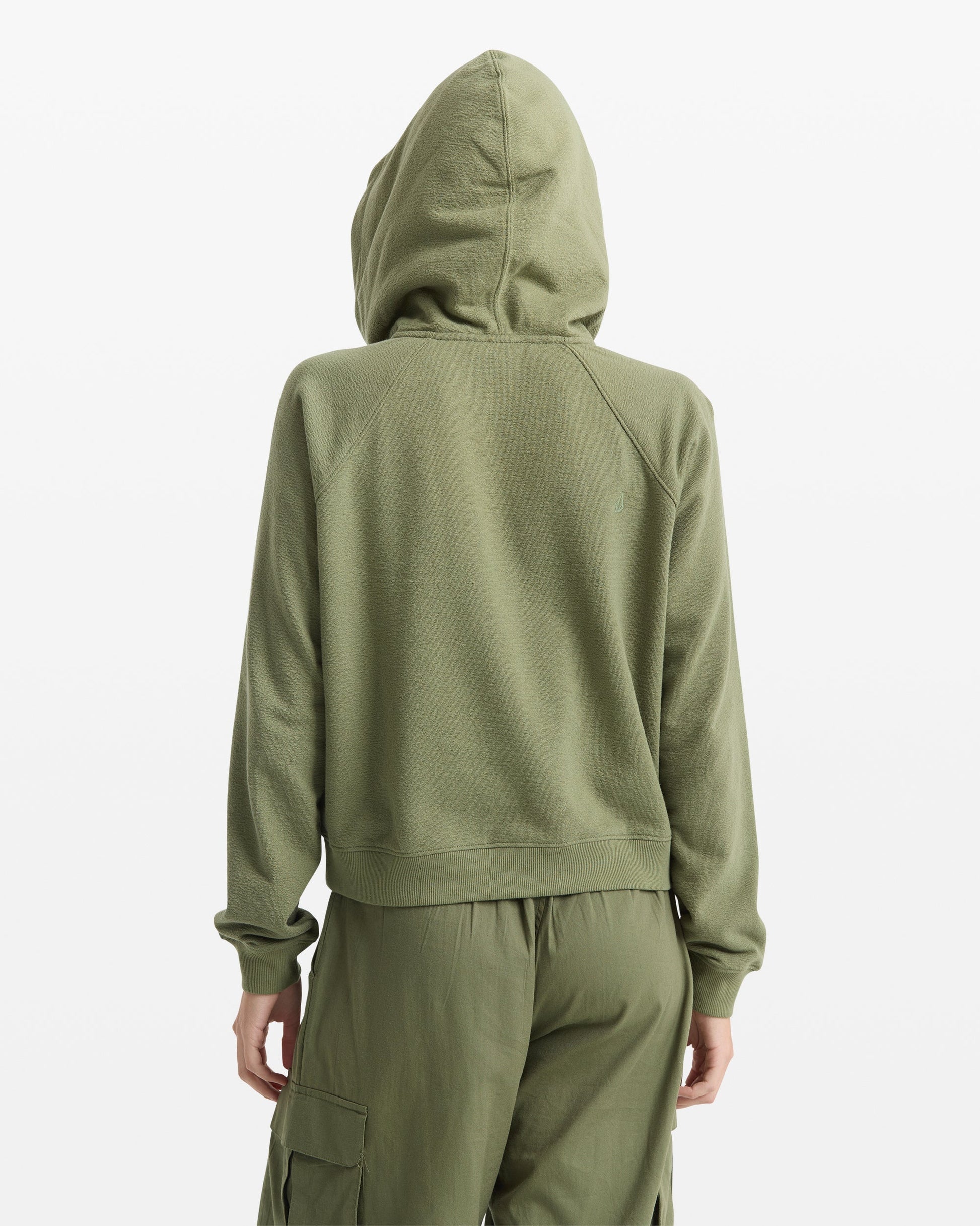 Women's Lived In Fleece Zip Sweatshirt-Moss Stone-Volcom