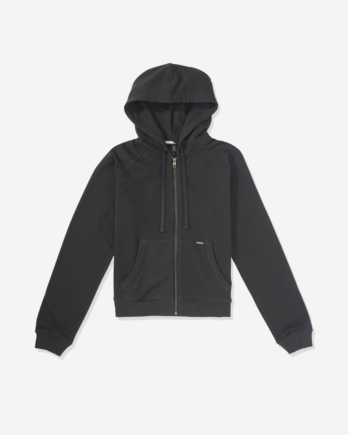 Women's Lived In Fleece Zip Hoodie-Vintage Black-Volcom