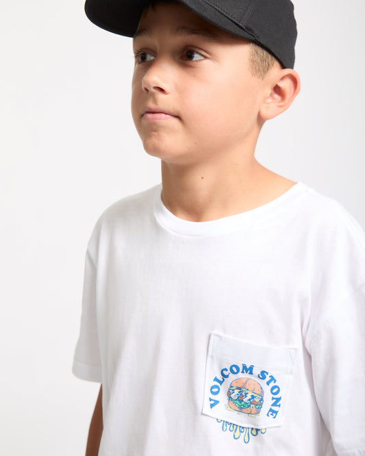 Kids' Burgstone Pocket Tee-White-Volcom