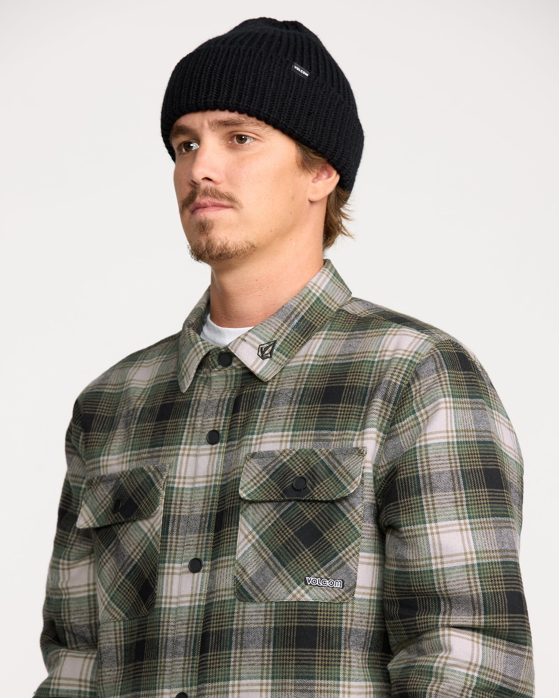 Volcom Men's Kenson Insulated Flannel Black Green