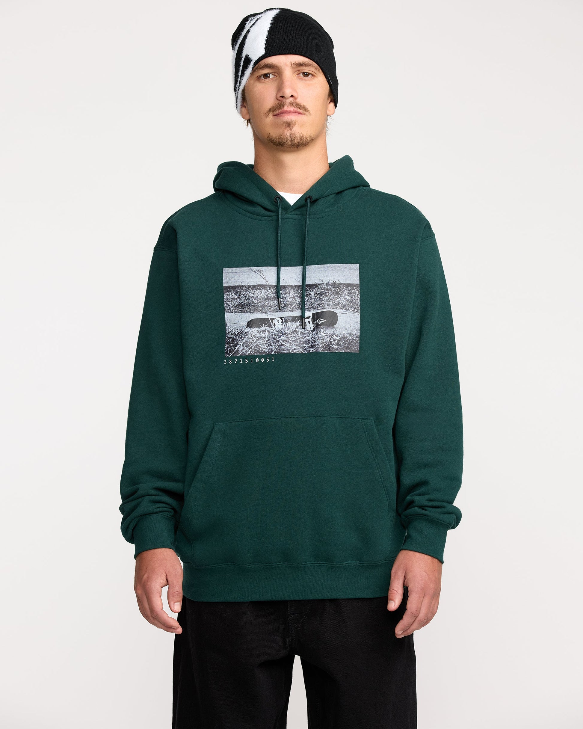Men's Essential Hoodie-Black Green-Volcom