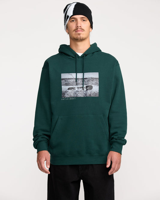 Men's Essential Hoodie-Black Green-Volcom