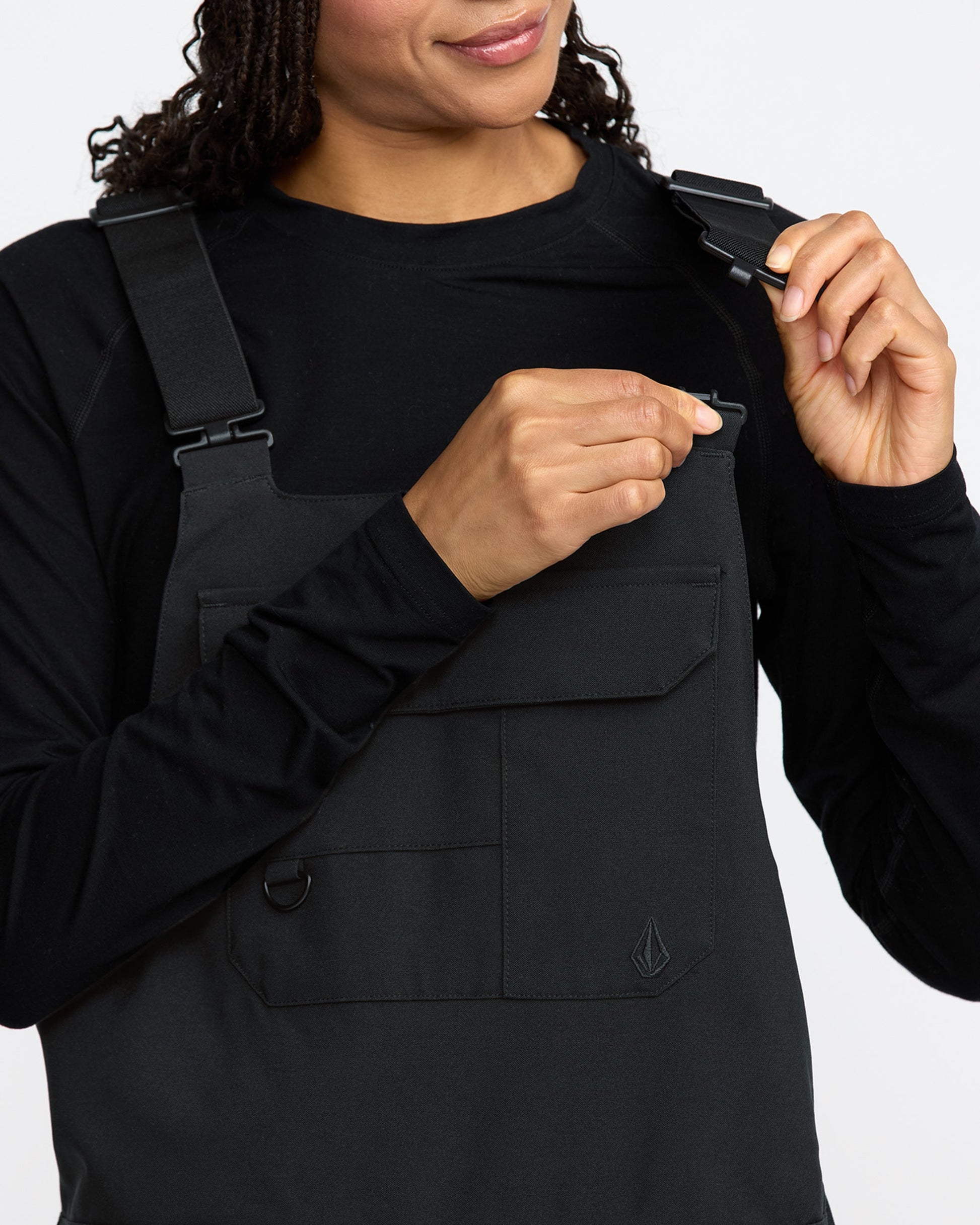 Women's Creston 3D Stretch Bib Overall-Black-Volcom