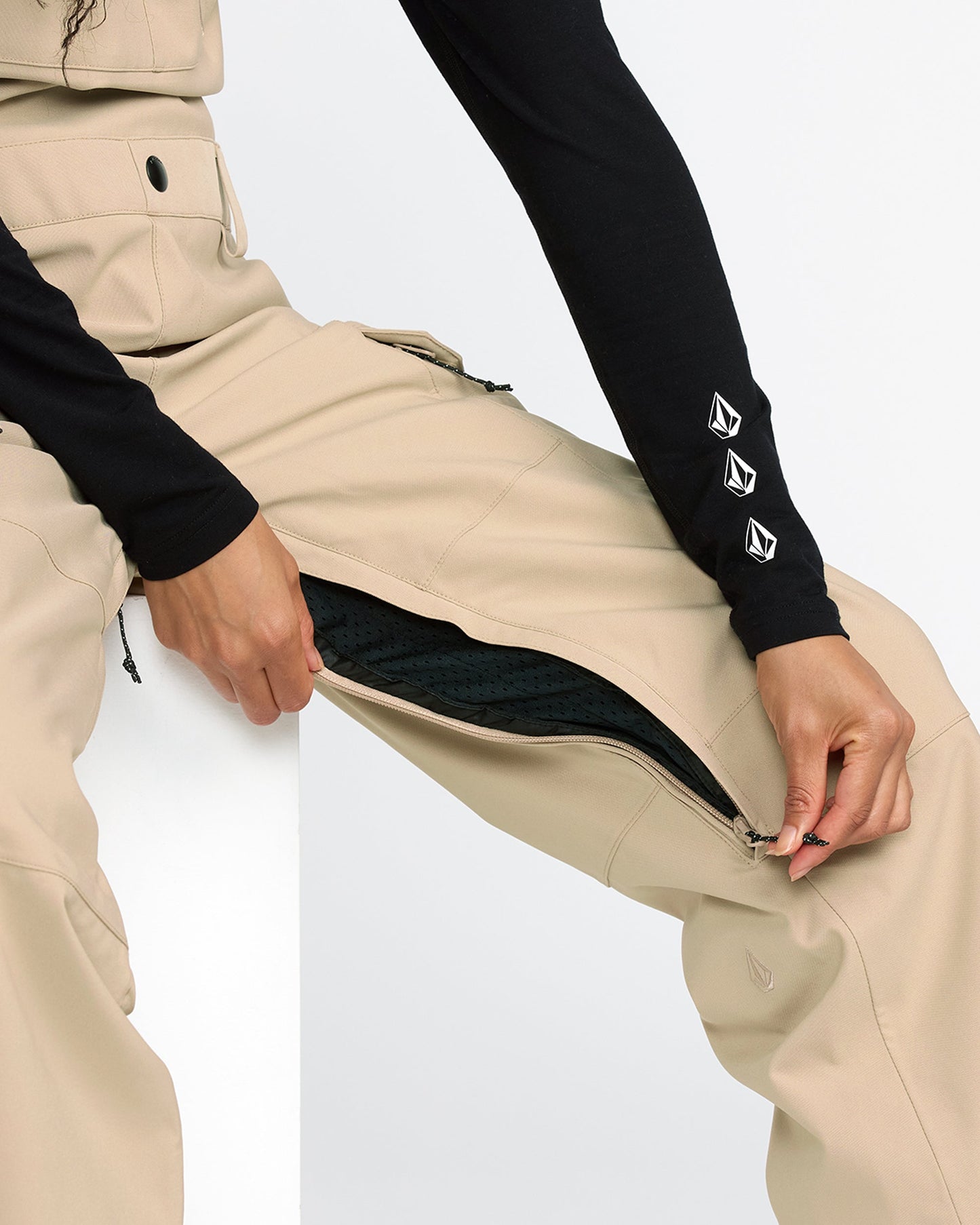 Women's Creston 3D Stretch Bib Overall-Oat-Volcom