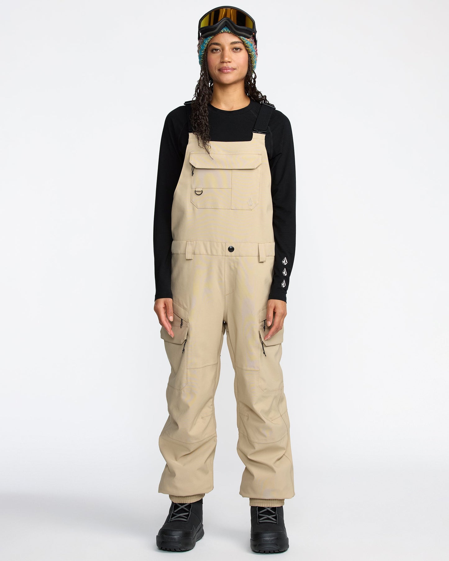 Women's Creston 3D Stretch Bib Overall-Oat-Volcom