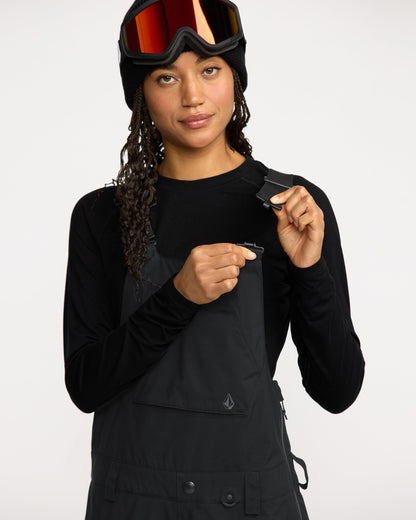 Women's Ash Stretch Gore Bib Overall-Black-Volcom