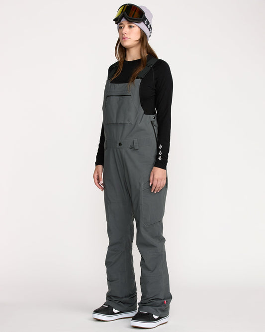 Women's Ash Stretch Gore Bib Overall-Dark Grey-Volcom