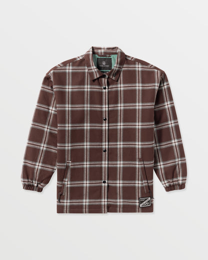 Women's Ins Riding Flannel Jacket-Oxblood-Volcom