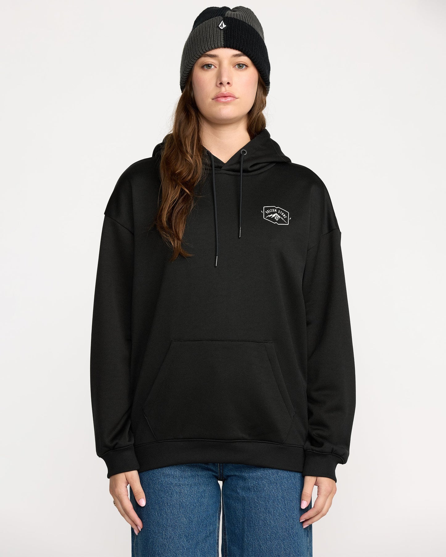 Women's Essential Hydro Hoodie-Black-Volcom