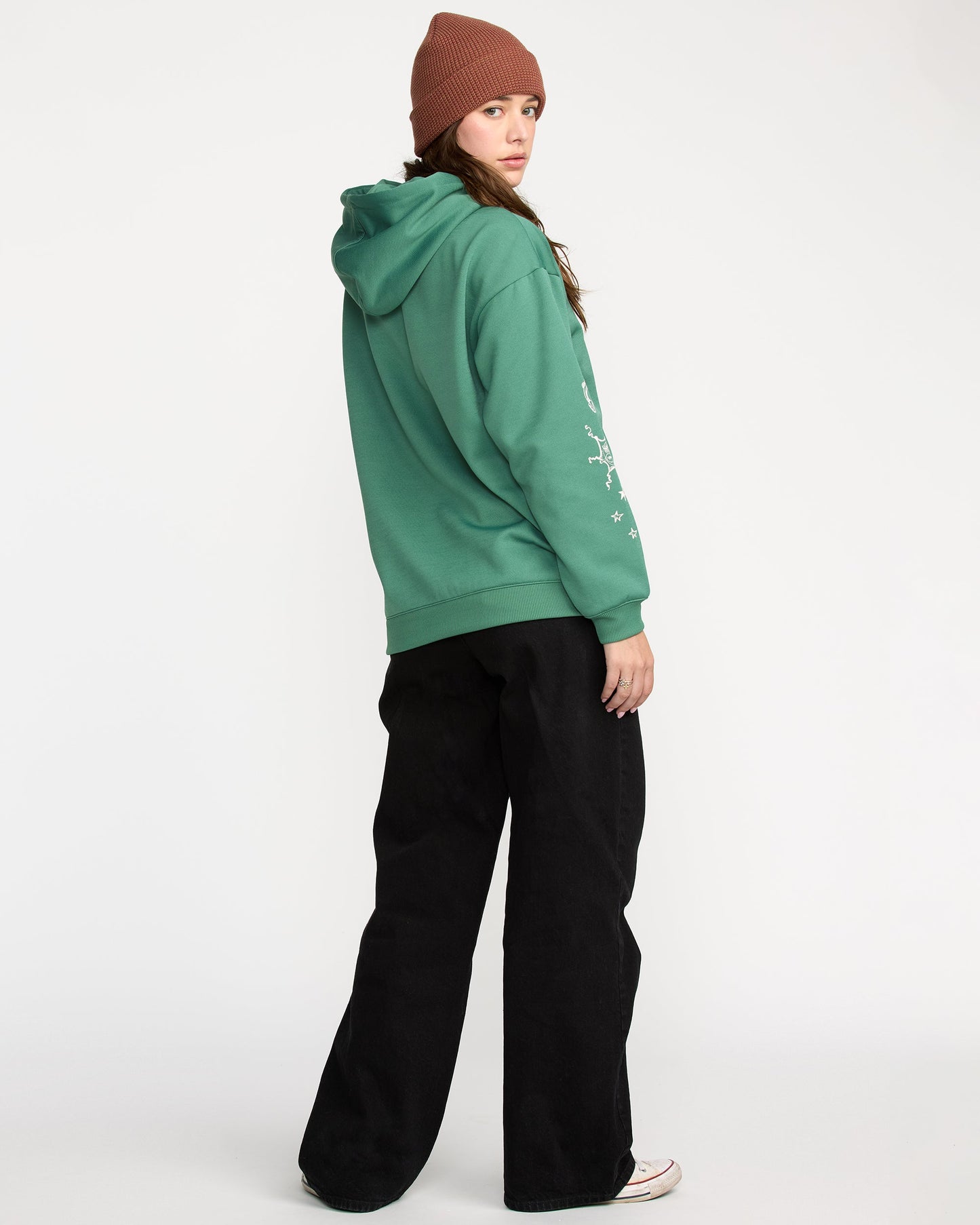Women's Essential Hydro Hoodie-Spruce Green-Volcom