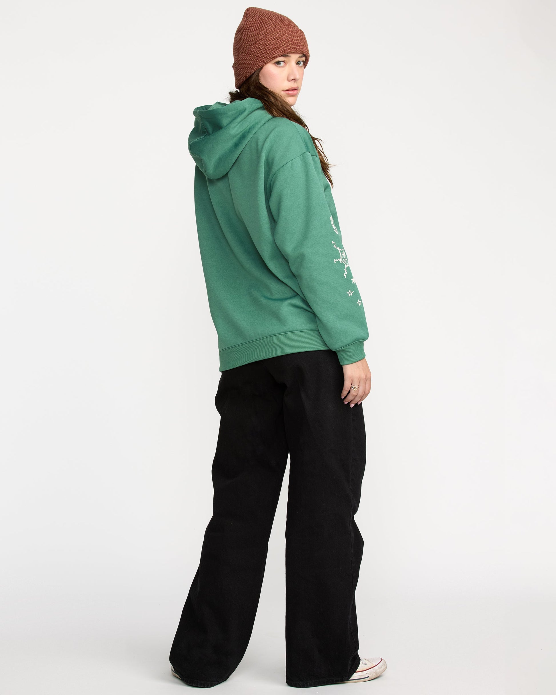 Women's Essential Hydro Hoodie-Spruce Green-Volcom