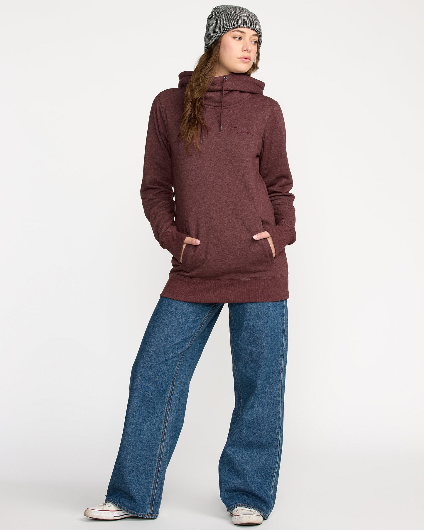 Women's Tower Pullover Fleece-Oxblood-Volcom