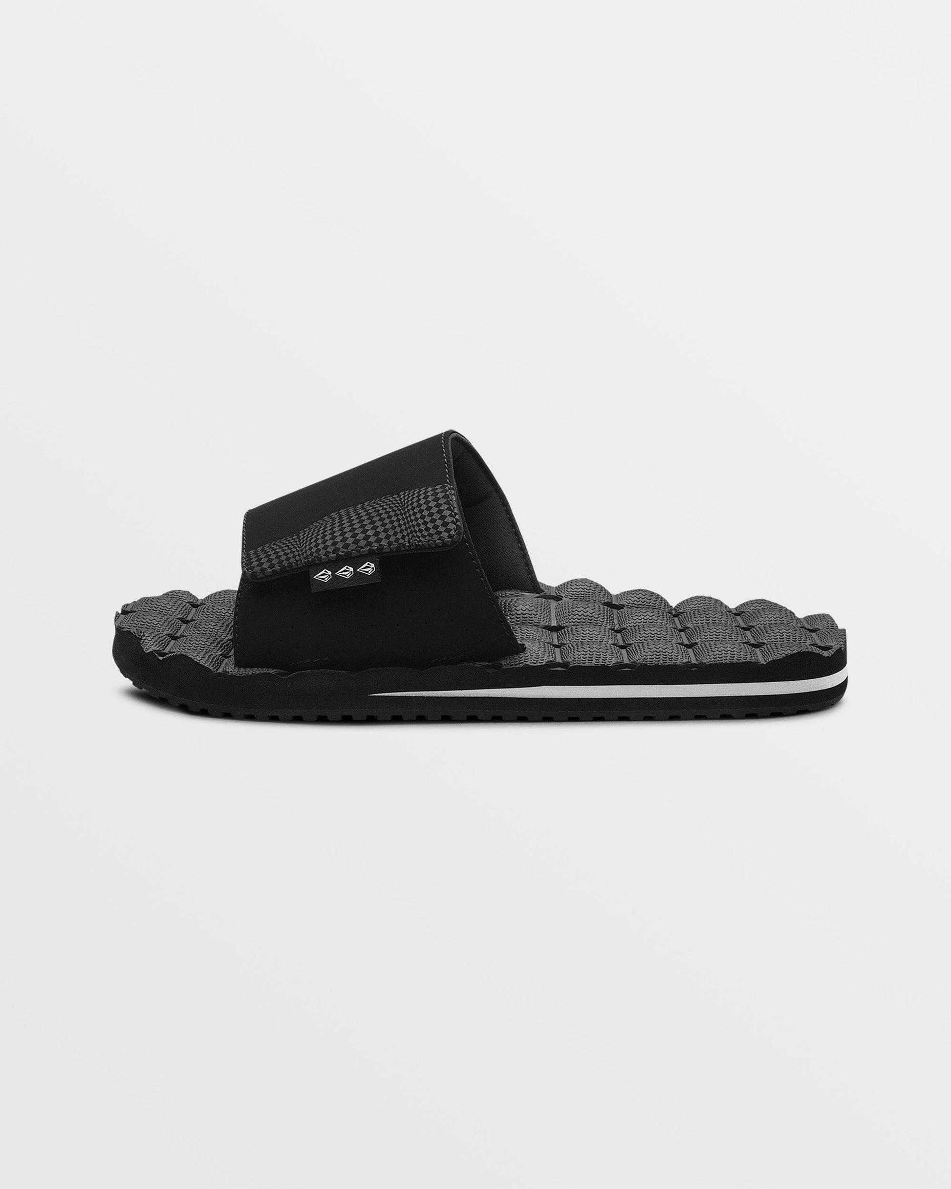 Men's Recliner Sandals Slides-Black/White-Volcom
