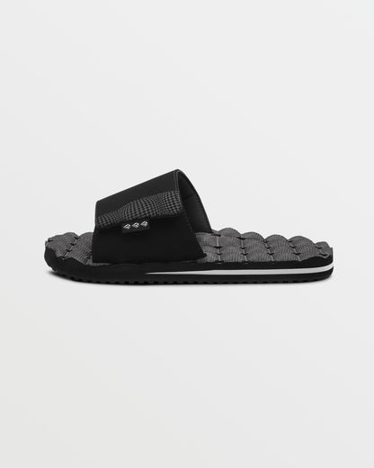 Men's Recliner Sandals Slides-Black/White-Volcom