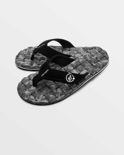 Men's Recliner Hawaii Sandals-Black/White-Volcom