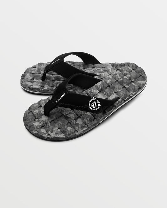 Men's Recliner Hawaii Sandals-Black/White-Volcom