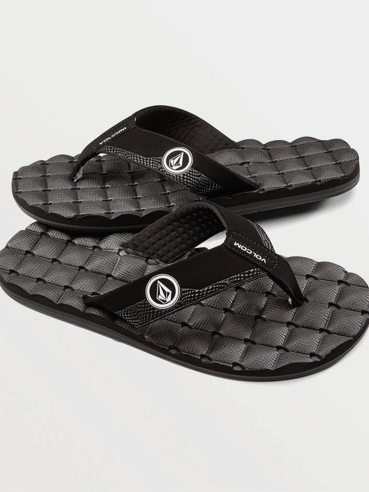 Big Kids' Recliner Sandals-Black/White-Volcom